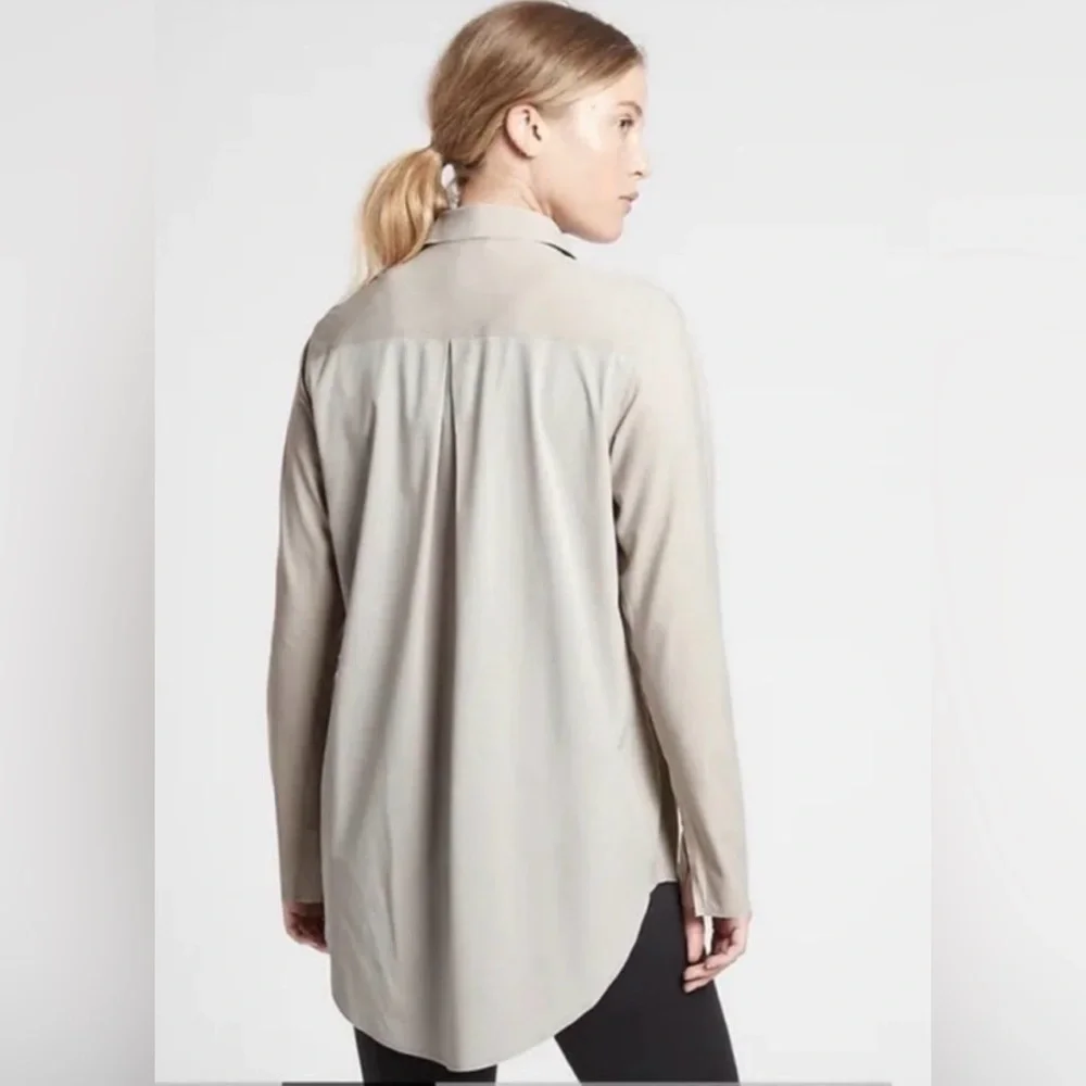 Athleta Urbanite Women's Beige Button Down Shirt - Picture 2 of 6